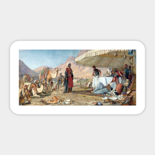 John Frederick Lewis A Frank Encampment in the Desert of Mount Sinai, 1842 The Convent of St. Catherine in the Distance Sticker by pdpress